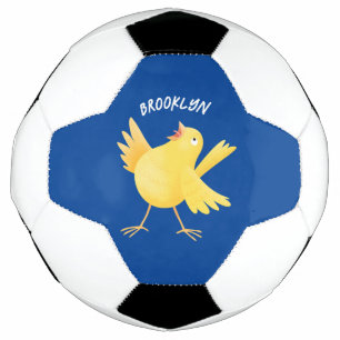 Ballon De Foot Caricature d'oiseau canari jaune chantant mignon