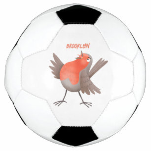 Ballon De Foot Caricature d'oiseau rouge chantant mignon