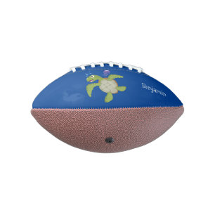 Ballon De Foot Caricature joyeuse de tortue de mer verte mignonne