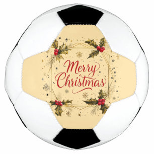 Ballon De Foot Carte classique Joyeux Noël avec Holly Design