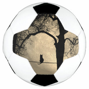 Ballon De Foot Chat sur un fil pleine lune