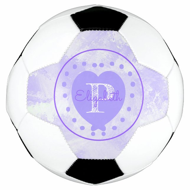 Ballon De Foot Chic Monogramme initial Purple Heart Aquarelle (Devant)