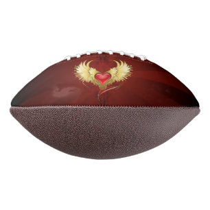 Ballon De Foot Coeur rouge avec ailes d'or