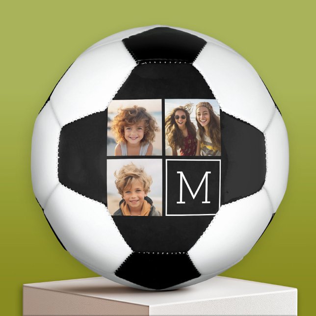 Ballon De Foot Collage photo noir et blanc avec Monogramme (Custom Soccer Ball)