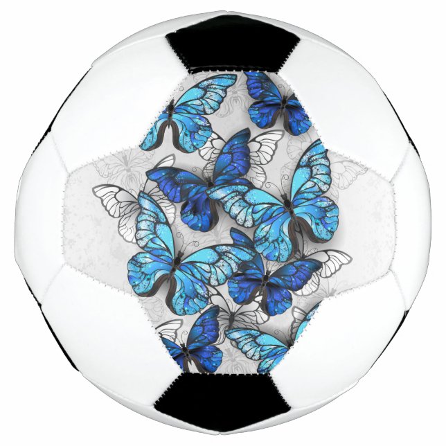 Ballon De Foot Composition des papillons blancs et bleus (Devant)