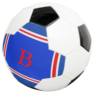 Ballon De Foot Contemporain Design Bleu Blanc & Rouge