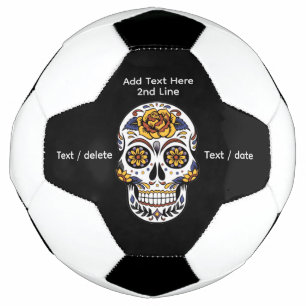 Ballon De Foot Crâne à sucre rose jaune sur noir