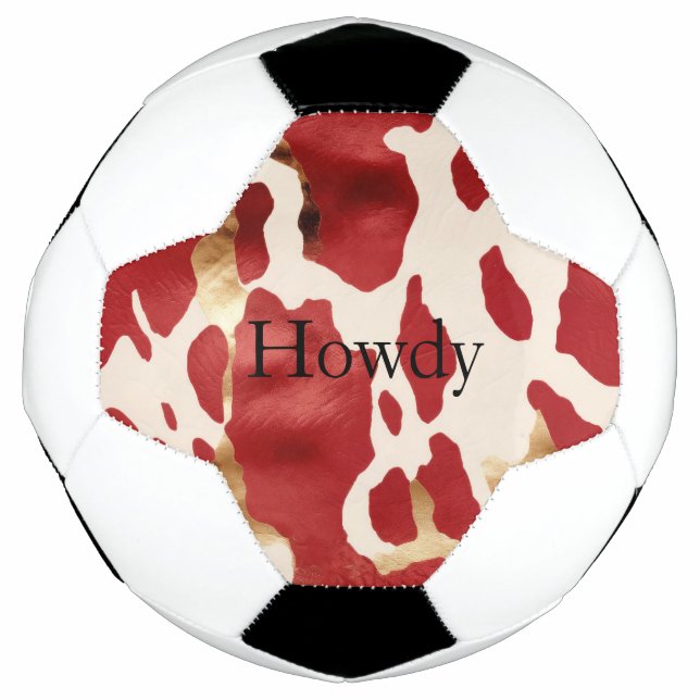 Ballon De Foot Crème Rouge Or Occidental Cowhide Howdy (Devant)