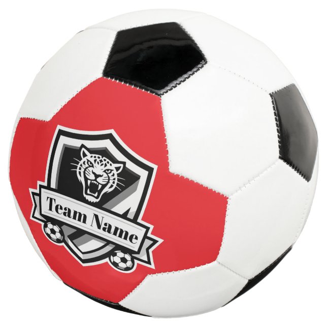 Ballon De Foot Customisable Soccer Team Jaguar Red Trim Logo (3/4)