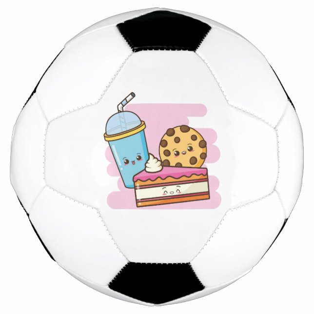 Ballon De Foot Cute Dessert Trio - Gâteau, biscuit et boisson (Devant)