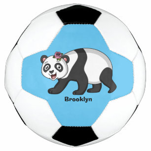 Ballon De Foot Cute happy panda bear with flower cartoon