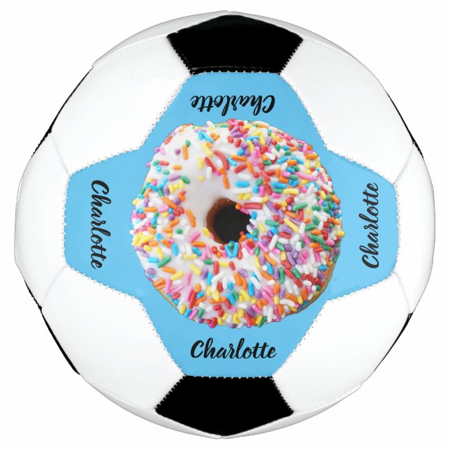 Ballon De Foot Cute rose Bleu Donut Personnalisé Moderne (Devant)