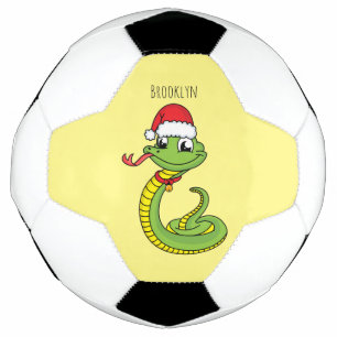 Ballon De Foot Cute serpent vert avec chapeau santa dessin animé