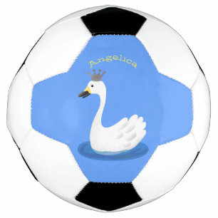 Ballon De Foot Cygne blanc mignon avec cartoon couronne