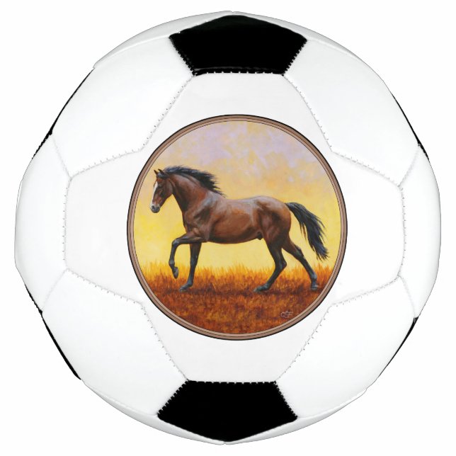 Ballon De Foot Dark Bay Stallion Horse Galloping (Devant)