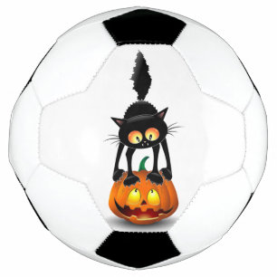 Ballon De Foot Dessin d'Halloween au chat effrayé sur Citrouille