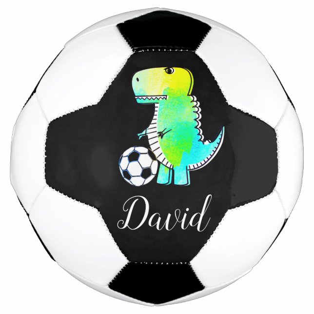 Ballon De Foot Dinosaure Vert Aquarelle Avec Nom Personnalisé (Devant)