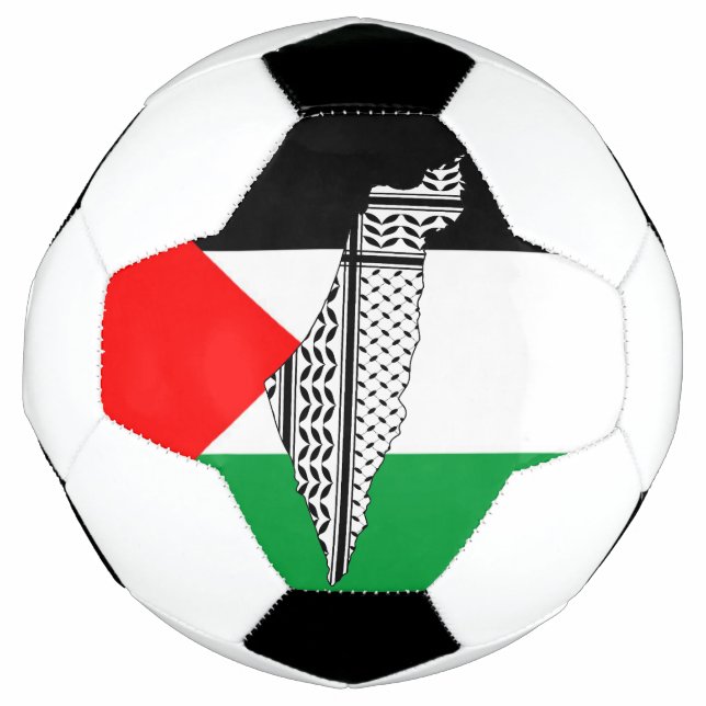 Ballon De Foot Drapeau de Palestine et carte avec Keffiyeh Motif (Devant)