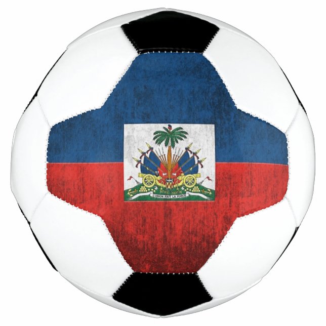 Ballon De Foot Drapeau Grunge D'Haïti (Devant)