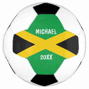 Ballon De Foot Drapeau jamaïcain noir et or vert