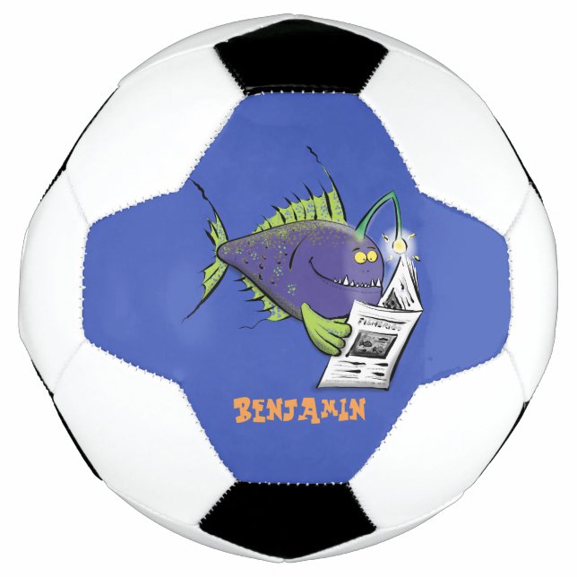 Ballon De Foot Drôle caricature de poisson de pêcheur (Devant)