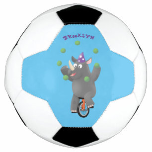 Ballon De Foot Drôle rhinocéros mignon jonglant sur monocycle
