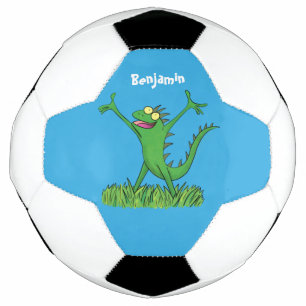 Ballon De Foot Drôle vert souriant animé lézard d'iguane