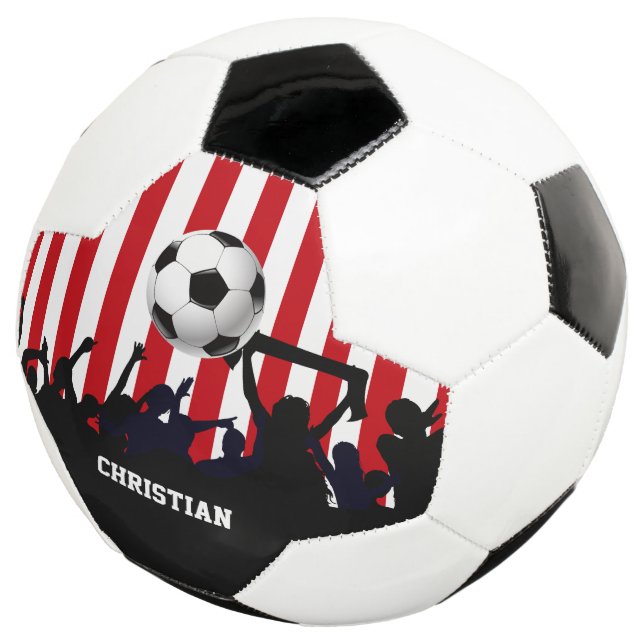 Ballon De Foot Fans de football et de football rouge et blanc (3/4)