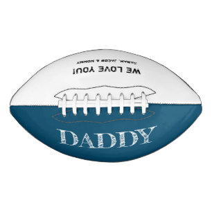 Ballon De Foot Fête des pères de texte personnalisée en bleu grav