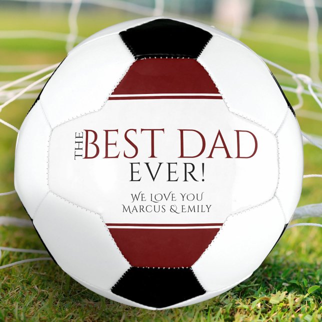 Ballon De Foot Fête du Père Noir Rouge Meilleur Papa Jamais Rouge (Créateur téléchargé)