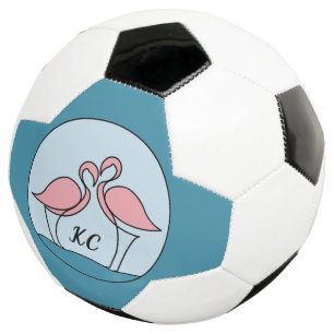Ballon De Foot Flamants roses roses Monogrammes Art ou Photo