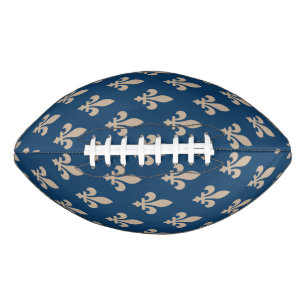 Ballon De Foot Fleur de Lis Motif, Royal French, Crème sur Blue