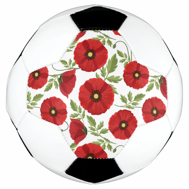 Ballon De Foot Fleurs d'été joyeuses floraison de pavot (Devant)