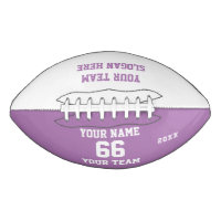 Football lilas personnalisé avec nom, numéro, équi