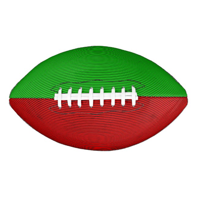 Ballon De Foot Football Rouge Et Vert À Rayures (Devant)