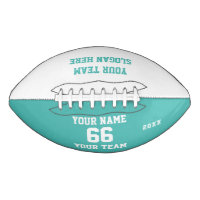 Football turquoise personnalisé avec nom, nombre, 