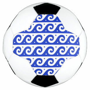 Ballon De Foot Fret grec, Motif d'onde méditerranéen, Bleu