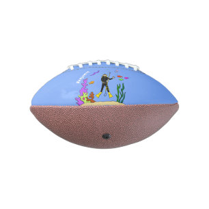 Ballon De Foot Funny scuba diver and fish sea creatures cartoon