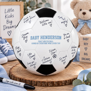 Ballon De Foot Garçons Bleus Baby Shower Autographes Premier