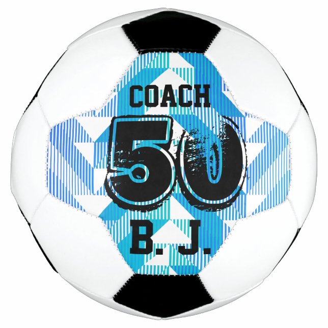 Ballon De Foot Garde personnalisée Turquoise Bleu rayures (Devant)