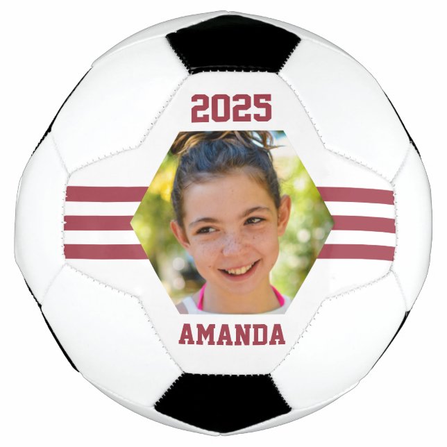 Ballon De Foot Garde-photos personnalisée Grandes bandes rouges p (Devant)