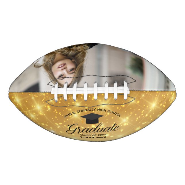 Ballon De Foot Gold Sparkle Graduation Chic Custom Graduate Photo (Devant)