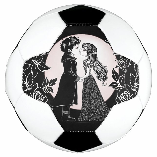 Ballon De Foot Gothique Emo Enfants Kiss Valentine's Day (Devant)