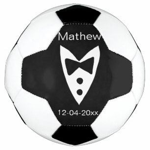 Ballon De Foot groomsman ajouter nom année noir arc chemise crava