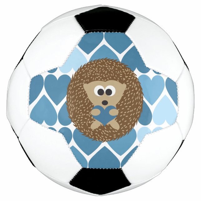 Ballon De Foot Hérisson et Coeurs Bleus (Devant)