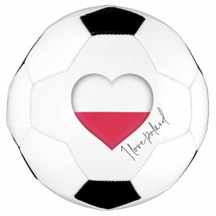 Ballon De Foot I Love Pologne Drapeau Couleurs Coeur Soccer Ball