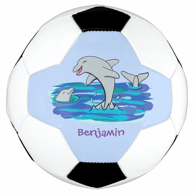 Ballon De Foot Illustration de dauphins heureux adorables (Devant)
