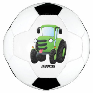 Ballon De Foot Illustration du joli joyeux tracteur agricole vert