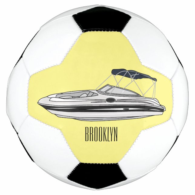 Ballon De Foot Illustration d'un bateau à moteur (Devant)