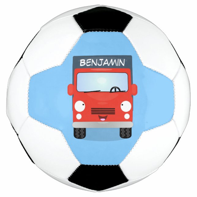 Ballon De Foot Illustration d'un camion kawaii rouge mou (Devant)